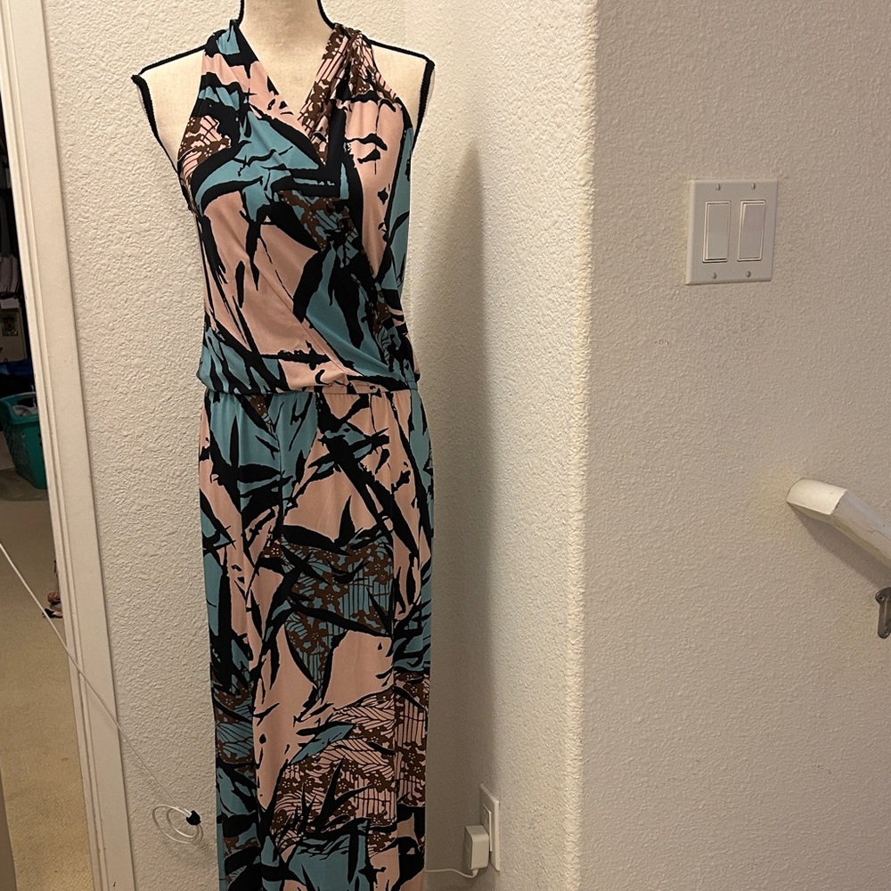Tori Richard Blue and Pink Maxi Dress, Small
